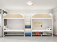 Lit double moderne en métal, mobilier pour dortoir, hôtel, école, lit superposé pour étudiant avec table et armoire