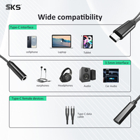 2-in-1 Typ-C Splitter Aluminiumgehäuse Nylon-Ummantelung USB-C Stecker auf 3,5mm Audio Typ-C Buchse Adapter für Telefon Gaming Live-Stream