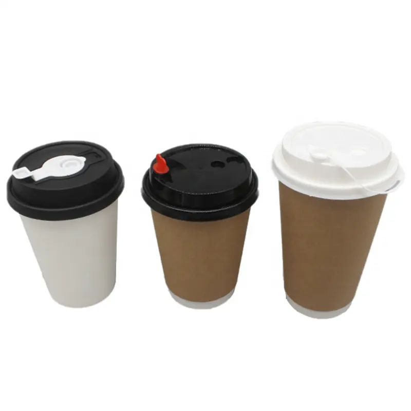 Customized cheap take away hot drink craft paper cup/disposable kraft tea coffee cup with carrier paper cup holder