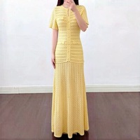 Robe boutonnée tricotée, robe décontractée polyvalente, robe d'été légère, robe tendance pour femme, vêtements pour femme, vêtements grande taille