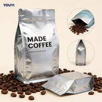 Sachet de café thermoscellable avec valve unidirectionnelle et fermeture éclair pour grains torréfiés, idéal pour la vente au détail des petites entreprises