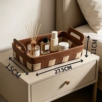 Panier de rangement de luxe en cuir PU écologique et durable, organisateur polyvalent pour bureau, entrée, coiffeuse, et pour ranger des collations