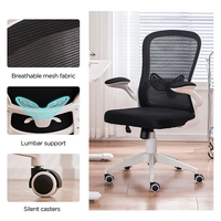 Chaise de bureau en maille blanche 360 pivotante bon marché pour la maison avec accoudoirs rabattables réglables pour soutien lombaire