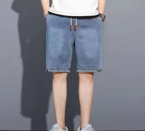 Nay1il Logo personalizzato di alta qualità Casual Street Wear taglie forti Cowboy Men'S <span class=keywords><strong>Jeans</strong></span> <span class=keywords><strong>Shorts</strong></span> personalizzati pantaloncini da Cowboy larghi - Product Image 4