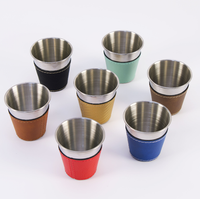 Verres à shot miniatures en similicuir personnalisables avec logo, gravables au laser, 1 oz (30 ml), en acier inoxydable, pour bar, cadeau pour homme