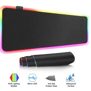 Thêm lớn RGB máy tính bàn phím chuột Pad 14 chế độ chiếu sáng RGB Chuột chơi game pad cho máy tính xách tay bàn màu đen