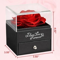 Cadeau Fête des Mères 2024 : Boîte de Rose Éternelle Stabilisée avec Collier « Je T'aime » en 100 Langues