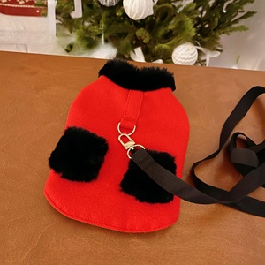 Giacca per Cani Rossa Calda e Alla Moda, Set con Guinzaglio e Collare in Pelliccia, Cappotto Invernale per Cani - Product Image 2