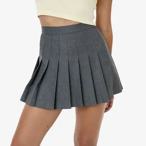 Custom Comfortable Stretch Tennis Sport Casual Club Solid Color Mini A Line Stitching Short Half Pleated Skirt