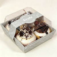Caja para Pastel Personalizada, Impresa, de Calidad Alimentaria, de Papel Kraft Blanco, Transparente, para Pastel Suizo, Bandeja para Empacar Productos Horneados