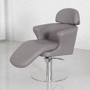 Fauteuil de Barbier Ergonomique Crème avec Repose-Pieds, Pivotant à 360 Degrés, Relevable Hydrauliquement, en Cuir PU - Product Image 4
