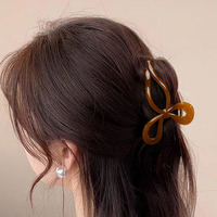 Pince à cheveux élégante en plastique PC en forme de nœud, grande pince à cheveux simple en plastique PC, accessoire antidérapant pour femmes, usage quotidien