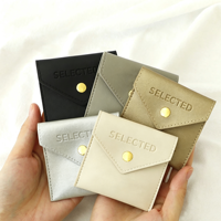 Pochette en cuir PU avec logo personnalisé en relief, pochette à bijoux en cuir, sac à bijoux en PU, sac de rangement pour bague, collier, porte-cadeau