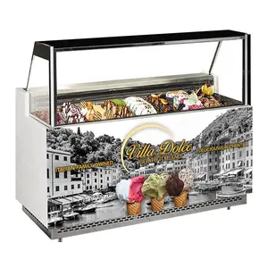 Congélateur de crème glacée gel ato Commercial, 10 pièces, avec affichage, nouveau Design, livraison gratuite