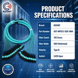 สายเคเบิลใยแก้วนำแสง KEXINT 192 คอร์ OM4 MPO to MPO แบบ Trunk Cable Type B Male APC LSZH 7 เมตร ความหนาแน่นสูง สำหรับเครือข่าย 100G 400G - Product Image 3