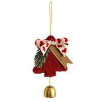 Pendentif d'arbre de Noël en tissu en peluche avec cloche en métal ornement mural suspendu pour la maison objets décoratifs atmosphère de Noël