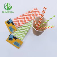 Pailles à boire en papier écologiques SUMKOKA 200 mm, jetables et compostables, pailles en papier épaisses et colorées