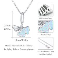 Collier pendentif feuille d'opale de ginkgo plaqué rhodium en argent sterling 925 pour femme