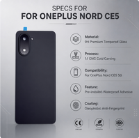 Pour OnePlus Nord CE5 5G, CPH2719 – Cache arrière en verre de remplacement avec cadre d'objectif d'appareil photo + colle