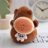 Série de desserts Kapibala : Peluche en fibre de polyester, poupée Capybara, modèle Burger et Biscuit, porte-clés, petit pendentif pour sac à dos, vente en gros