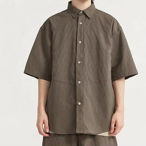 Nouveau logo personnalisé <span class=keywords><strong>chemise</strong></span> unisexe de haute qualité revers mode décontracté ample <span class=keywords><strong>chemise</strong></span> à manches courtes - Product Image 5