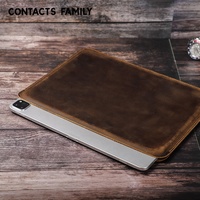 CONTACT'S FAMILY Étui Housse Vintage en Cuir Crazy Horse pour iPad Pro 12.9 2021 Housse pour Tablette en Cuir Véritable CF3023