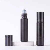 Vente en gros de flacons à bille en cristal semi-précieux de 10 ml, flacon en verre noir pour massage des yeux, distributeur d'huile essentielle pour parfums et cosmétiques