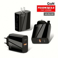 Chargeur GaN 65W PD33W, tête de charge rapide, chargeur de téléphone portable QC3.0 pour iPhone 14 Pro Max, ordinateur portable, adaptateurs de chargeur GaN universels