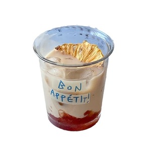 Taza de leche de vidrio grueso con letras <span class=keywords><strong>Bon</strong></span> Appetit, reutilizable para bebidas de oficina, bebidas heladas Americano, bebidas de moda - Product Image 5