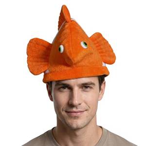 Chapeau artistique amusant en forme de poisson-clown avec broderie, mignon dessin animé, unisexe pour adultes et enfants, accessoire photo pour spectacle en aquarium - Product Image 1