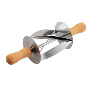 Low MOQ 2Pcs Stainless Steel <strong>Roller</strong> Slices with Oak Handle Perfect Shaped <strong>Pastry</strong> Dough Croissant Cutter <strong>Roller</strong> - Product Image 3