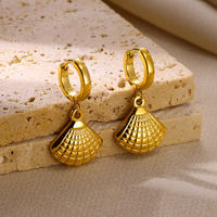 Boucles d'oreilles pendantes Gaovo en forme d'étoile de mer, style luxe léger, plaqué or 18 carats, en acier inoxydable, design éventail marin, bijoux de mode pour femme