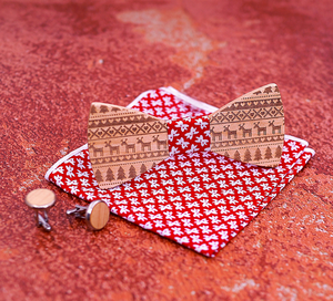 Fashion handmade Partito Da Sposa accessori di lusso degli uomini di legno bow tie set gemello - Product Image 5