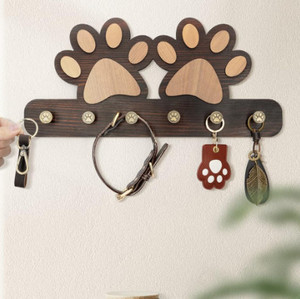Soporte <span class=keywords><strong>de</strong></span> pared <span class=keywords><strong>de</strong></span> <span class=keywords><strong>madera</strong></span> rústica para perro, estante para correa, colgador <span class=keywords><strong>de</strong></span> llaves, soportes para correa <span class=keywords><strong>de</strong></span> pata <span class=keywords><strong>de</strong></span> perro con 5 ganchos - Product Image 3