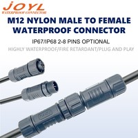 Connecteur étanche mâle-femelle assemblable JOYL M12 8A 110V IP67 pour automatisation industrielle, capteur, faisceau de câbles PLC