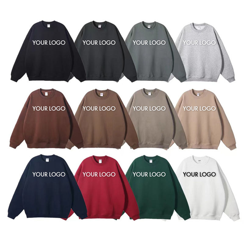 Wholesale Custom Logo Cotton Long Sleeve Unisex Blank Crewneck