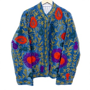 Unisex Velvet Knitted Embroidered Quilted Jacket O-Neck Floral Boho Style Eco-Friendly Reversible Breathable Quick Dry Casual - Product Image 1