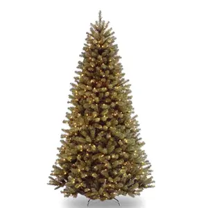 7.5Ft 50Inch Bottom Dia Full PE Artificial Christmas Tree Fir With Warm LED