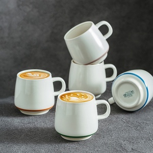 แก้วเซรามิกเคลือบด้านลายเส้นสีพื้นเพ้นท์มือ ดีไซน์เรียบง่ายทันสมัย คุณภาพสูง เหมาะสำหรับสำนักงาน ร้านอาหาร - Product Image 1