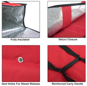 Red Striped Insulated Shipping <strong>Bags</strong> for 3 <strong>Pizzas</strong> 20x20x6 Food <strong>Bag</strong> <strong>Delivery</strong> Personal or Professional Use - Product Image 4