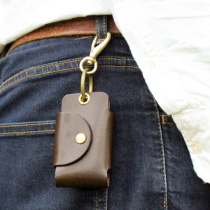 Customized EDC door opener <b>keychain</b> <b>leather</b> cover, hygienic contactless door opener storage bag, key pouch protective cover - Product Image 1