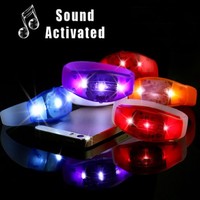 Bracelet LED Longstargift multicolore à réaction musicale et sonore, en ABS+Silicone, pour soirées en boîte de nuit, certifié CE RoHS
