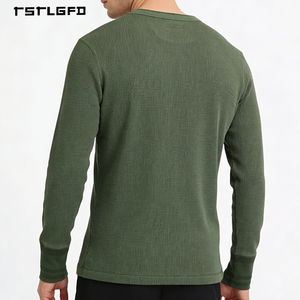Camiseta de Manga Larga con Cuello Redondo, Tejido Waffle, Corte Regular, Estilo Vintage, Personalizable, 100% Algodón, Transpirable y Ecológica, 310g - Product Image 3