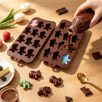 Lot de 12 moules en silicone antiadhésifs pour animaux mignons, qualité alimentaire, pour chocolat, bonbons, glaçons, fournitures de pâtisserie maison