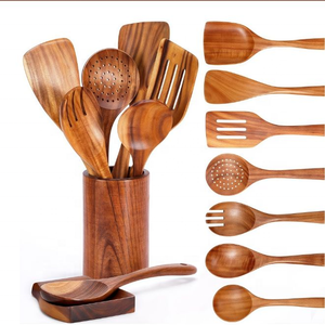 Multifunctional Home and <strong>Kitchen</strong> Teak Wood <strong>Kitchen</strong> Cooking Utensils <strong>Tools</strong> <strong>Kitchen</strong> Accessories <strong>Gadgets</strong> Wooden Utensils Set - Product Image 1