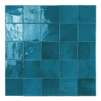 Azulejo Azul Marroquí 10x10 cm 8 mm Acabado Brillante Bordes Irregulares