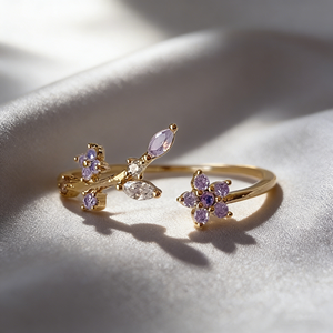 Ensemble de bagues minimalistes en cuivre plaqué or 18 carats avec zircone cubique, délicates bagues empilables en forme de fleur et de nœud en cristal, pour le quotidien, cadeau - Product Image 5