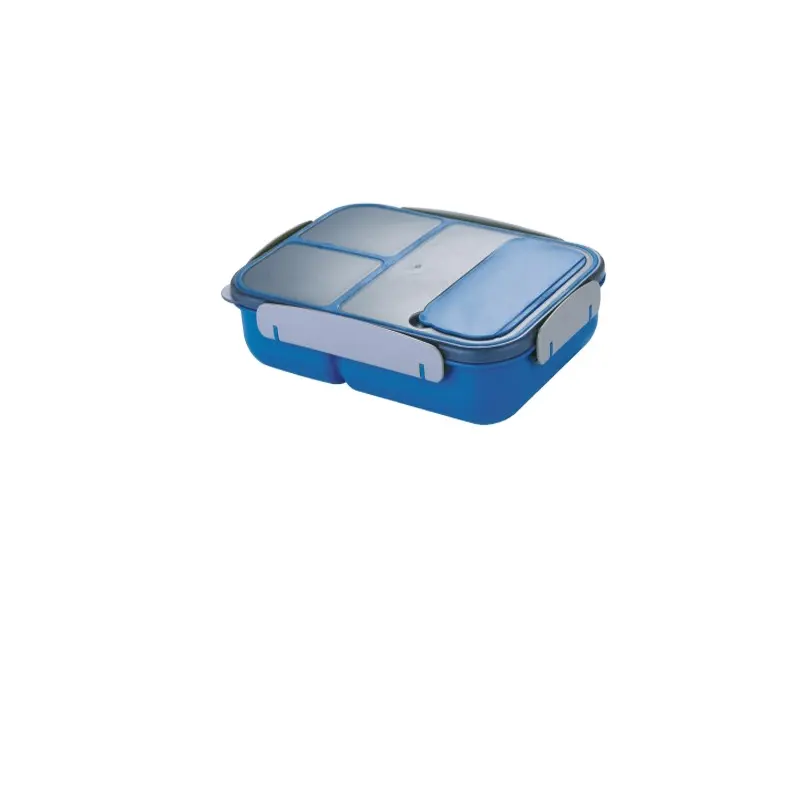 Grosir Kotak Makan Siang 3 Kompartemen 1800Ml dengan Sendok Bebas BPA Antibocor Plastik Aman PP Portabel Luar Ruangan Sekolah Siswa Anak