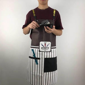 Babero de peluquero para artista, diseño de delantal impermeable con bolsillos, tela de cuero genuino para hombres, venta al por mayor - Product Image 2