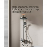 Système de douche pluie en aluminium chromé brossé anti-reflux pour hôtels, avec douchette à main et mitigeur thermostatique mural pour salle de bain